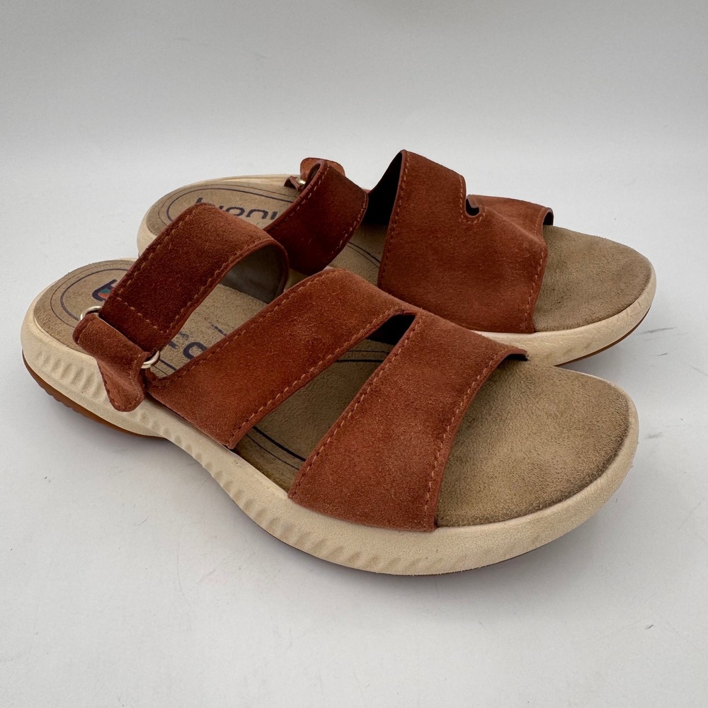 Bionica Avoca Brown Suede Triple-Strap Comfort Sandals Size 7.5M Boho Casual
